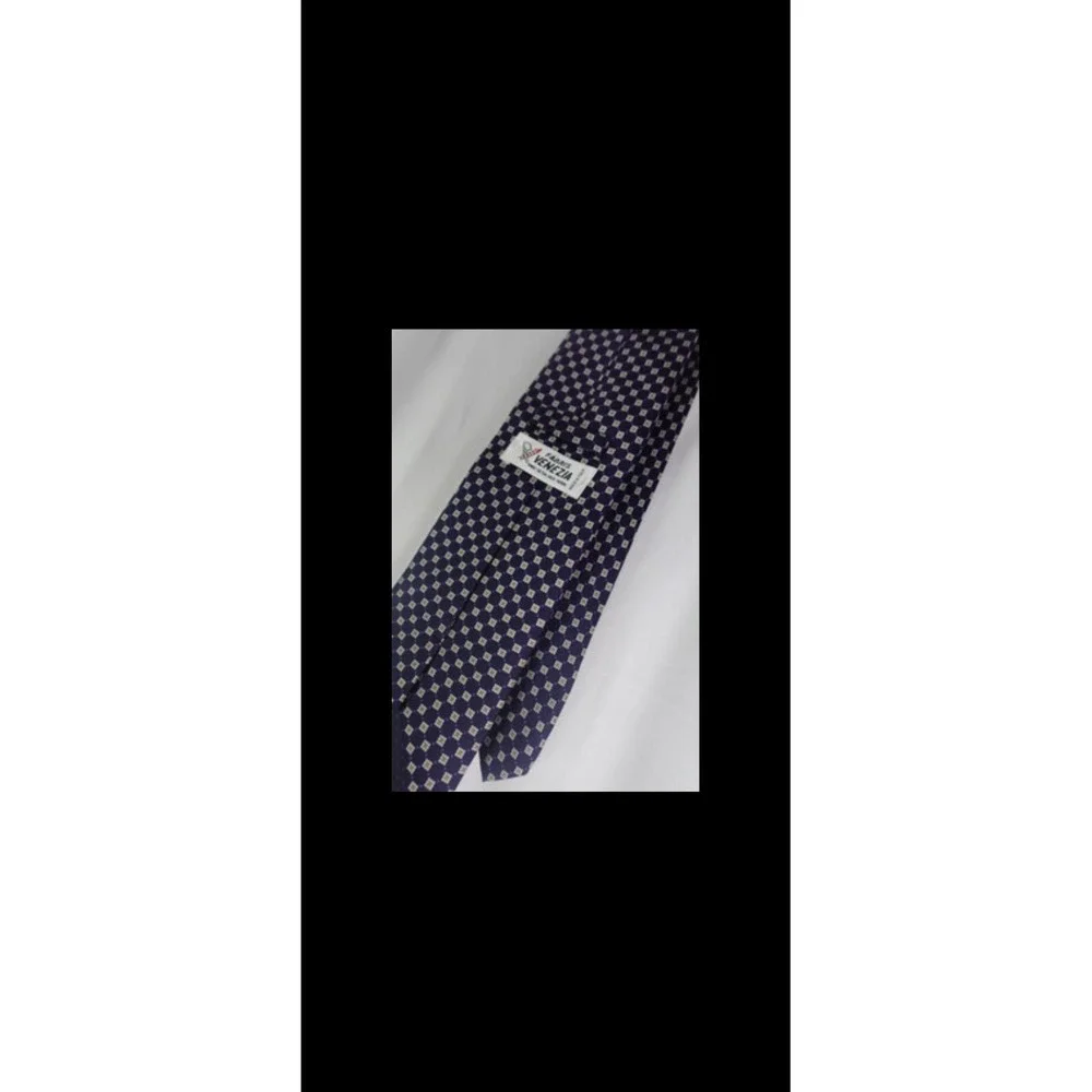 Fabris Venezia Tie‎ 100% Silk Navy Pattern Luxury Made in Italy Mens Necktie